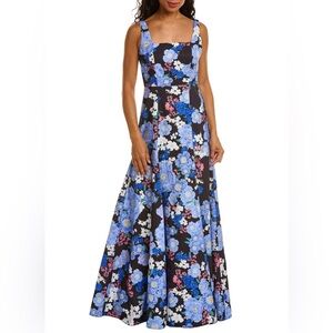 Zac Posen Blue and Pink Floral Maxi Dress